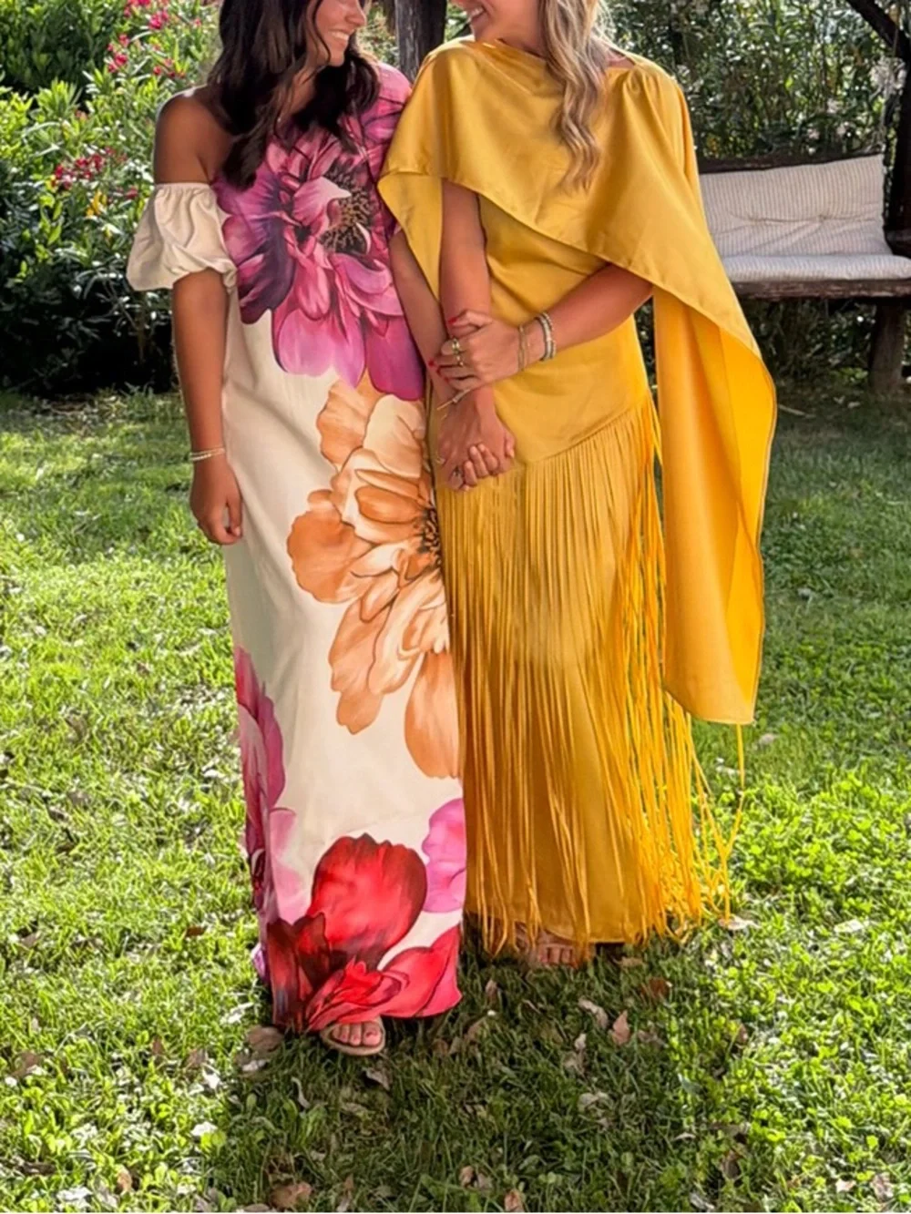 Miss RosierYellow Fringe Cape Gown - Picture 7 of 7